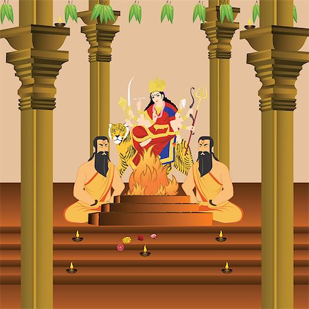 people worshipping clipart - Sadhus performing Yajna of Goddess Durga Stock Photo - Premium Royalty-Free, Code: 630-03482494