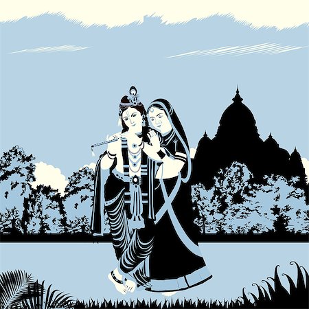 simsearch:630-03482472,k - Lord Krishna with Goddess Radha Foto de stock - Sin royalties Premium, Código: 630-03482501