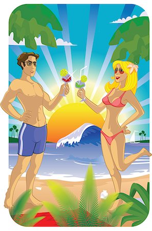 simsearch:614-00397185,k - Couple enjoying on the beach Stock Photo - Premium Royalty-Free, Code: 630-03482536