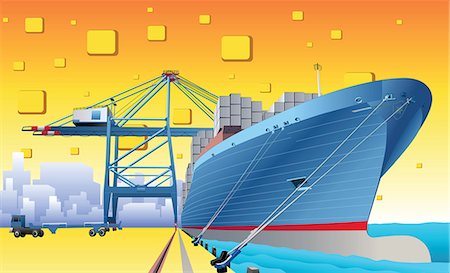 port - Cargo ship at a dock Stock Photo - Premium Royalty-Free, Code: 630-03482538