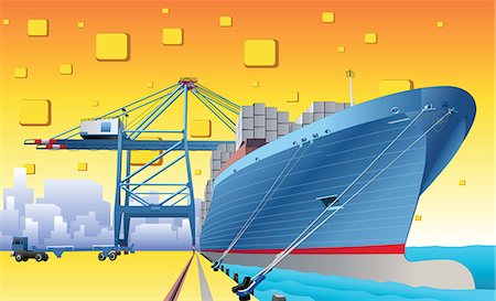 Cargo ship at a dock Stock Photo - Premium Royalty-Free, Code: 630-03482538