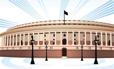 Facade of a government building, Sansad Bhawan, New Delhi, India Stock Photo - Premium Royalty-Free, Code: 630-03482570