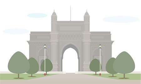 simsearch:630-03482328,k - Trees in front of a monument, Gateway Of India, Mumbai, Maharashtra, India Stock Photo - Premium Royalty-Free, Code: 630-03482573