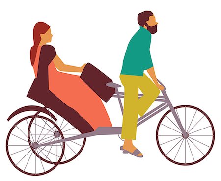 people illustration photo - Woman riding a pedicab, India Stock Photo - Premium Royalty-Free, Code: 630-03482587