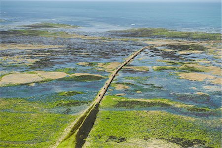 seawall - Aerial view of breakwater, Ile de Ré, Charente-Maritime, France Foto de stock - Sin royalties Premium, Código: 632-05401088