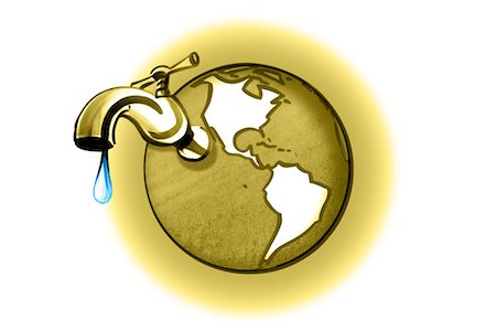 Earth with dripping faucet Foto de stock - Sin royalties Premium, Código: 632-05554250