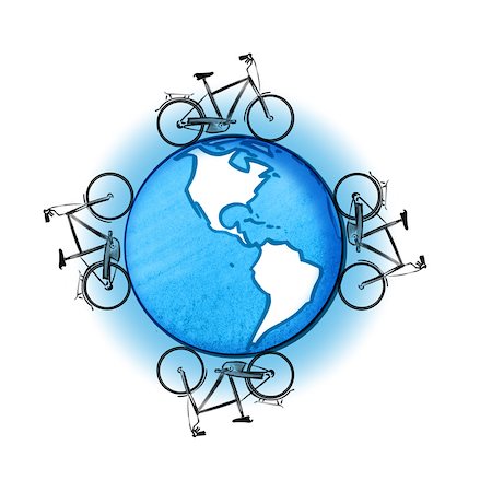 south american earth pictures - Bicycles cycling globe Stock Photo - Premium Royalty-Free, Code: 632-05554281