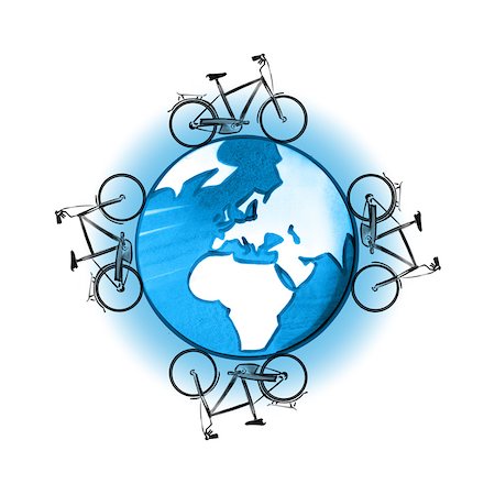 sketch - Bicycles cycling globe Stock Photo - Premium Royalty-Free, Code: 632-05554290