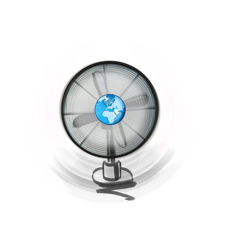 fan noperson - Wind energy, fan with earth in center Stock Photo - Premium Royalty-Free, Code: 632-05817159