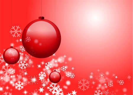 snowflakes christmas - Christmas ornaments and snowflakes on red background Stock Photo - Premium Royalty-Free, Code: 632-05817161