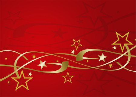 serpentin - Étoiles festives et serpentins sur fond rouge Photographie de stock - Premium Libres de Droits, Code: 632-05817175