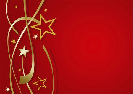 red background - Festive stars and streamers on red background Stock Photo - Premium Royalty-Free, Code: 632-05817173