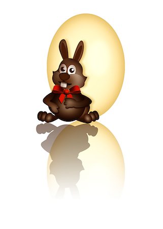 rabbit illustration - Chocolate Easter bunny and Easter egg Stock Photo - Premium Royalty-Free, Code: 632-05817194