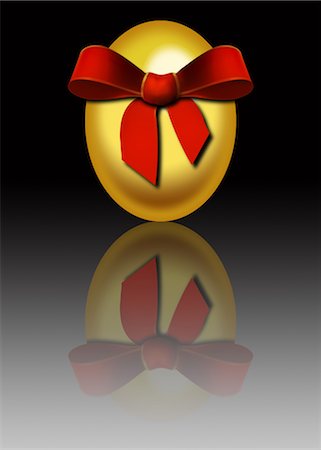 ribbon (material) - Golden Easter egg wrapped in bow Foto de stock - Sin royalties Premium, Código: 632-05817191