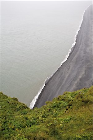 Vue surélevée de la plage de sable noir, péninsule de Dyrhólaey, Islande Photographie de stock - Premium Libres de Droits, Code: 632-05845351