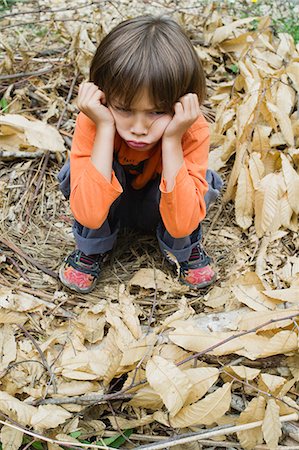 sitting sad boy - Boy sulking outdoors Stock Photo - Premium Royalty-Free, Code: 632-06118164