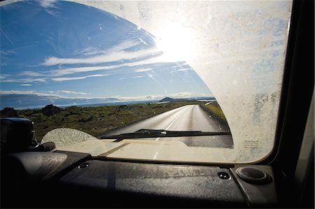 Country road viewed through car windshield Stock Photo - Premium Royalty-Free, Code: 632-06118163