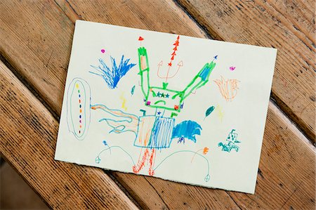 Child's drawing Foto de stock - Sin royalties Premium, Código: 632-06317290