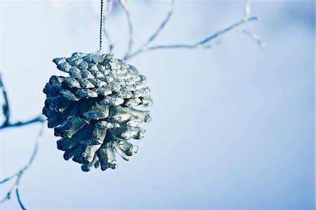 Silver pine cone ornament Foto de stock - Sin royalties Premium, Código: 632-06354366