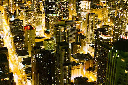 Vue de nuit de Chicago à partir de l'Observatoire John Hancock Photographie de stock - Premium Libres de Droits, Code: 632-06404727