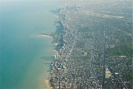 American city seen from an airplane, Chicago Foto de stock - Sin royalties Premium, Código: 632-06404766