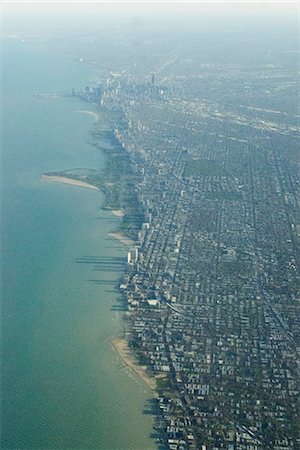 American city seen from an airplane, Chicago Foto de stock - Sin royalties Premium, Código: 632-06404767