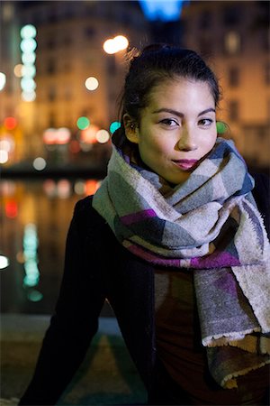 portrait adult only outside night - Young woman outdoors dressed warmly, portrait Stock Photo - Premium Royalty-Free, Code: 632-07809409