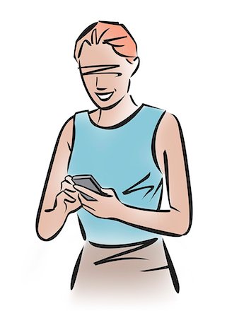 people with smartphones - Illustration of woman using cell phone Stock Photo - Premium Royalty-Free, Code: 632-08227888