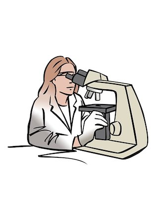 simsearch:632-08227887,k - Illustration of female scientist using microscope Foto de stock - Sin royalties Premium, Código: 632-08227894