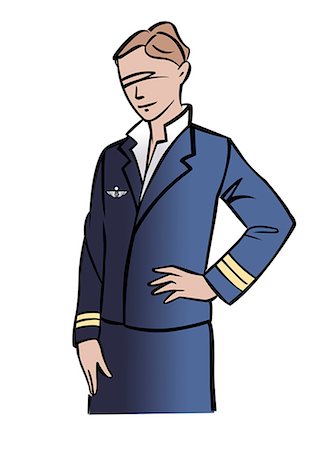 simsearch:632-08227887,k - Illustration of a female pilot or flight attendant Foto de stock - Sin royalties Premium, Código: 632-08227891