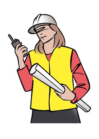 simsearch:632-08227905,k - Illustration of female construction supervisor Stock Photo - Premium Royalty-Free, Code: 632-08227893
