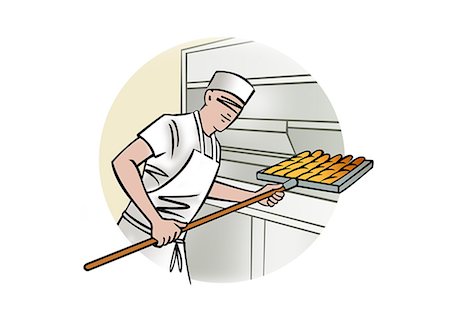 food production - Illustration of bread baker Stock Photo - Premium Royalty-Free, Code: 632-08227915