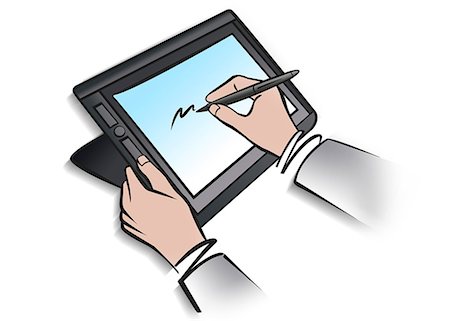 Illustration of person using digital tablet and stylus Foto de stock - Sin royalties Premium, Código: 632-08227912