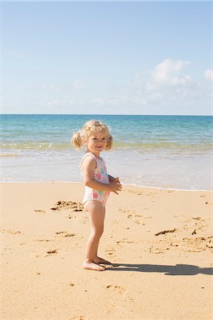 portrait of little girl swimsuit - Little girl at the beach Stock Photo - Premium Royalty-Free, Code: 632-08886844