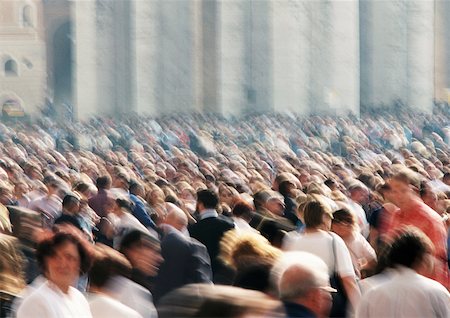 protest - Italy, Rome, crowd in St. Peter's Square, high angle view, blurred Foto de stock - Sin royalties Premium, Código: 632-01137163