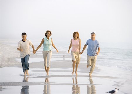 seagulls at beach - Two mature couples walking on beach, holding hands Stock Photo - Premium Royalty-Free, Code: 632-01156051