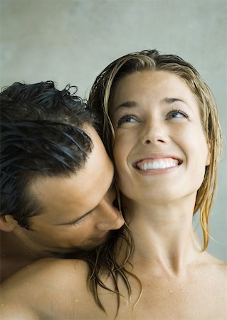 Man kissing woman's neck Stock Photo - Premium Royalty-Free, Code: 632-01156315