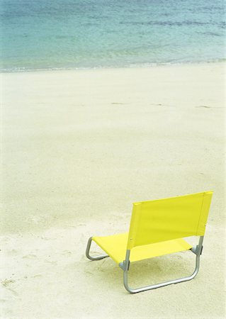 simsearch:632-03630281,k - Beach chair on empty beach Stock Photo - Premium Royalty-Free, Code: 632-01158853