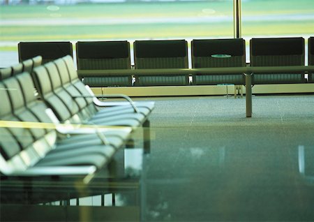 empty airport - Row of empty seats at airport terminal. Stock Photo - Premium Royalty-Free, Code: 632-01150086