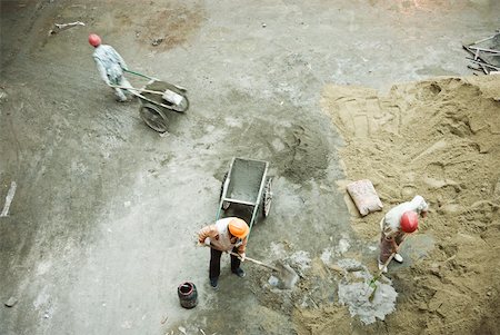 pelle - Travailleurs au chantier de construction, vue grand angle Photographie de stock - Premium Libres de Droits, Code: 632-01784552