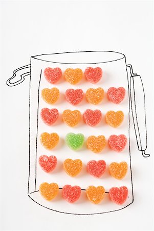 Candy hearts dans dessin de bidon Photographie de stock - Premium Libres de Droits, Code: 632-02282777