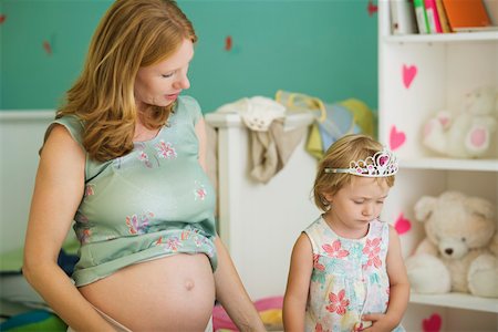 simsearch:632-03027252,k - Pregnant woman playing with daughter Stock Photo - Premium Royalty-Free, Code: 632-03027244