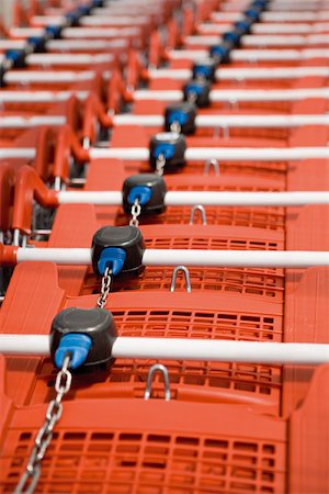 fullframe - Shopping carts in row, close-up Stock Photo - Premium Royalty-Free, Code: 632-03193765