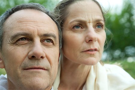 portrait man 50s looking away outdoors - Mature couple, portrait Stock Photo - Premium Royalty-Free, Code: 632-03516400