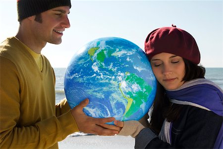 people holding globe - Ecology concept, protecting the earth Stock Photo - Premium Royalty-Free, Code: 632-03629717