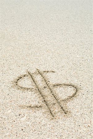 délabré - Dollar sign drawn in sand at the beach Foto de stock - Sin royalties Premium, Código: 632-03630239