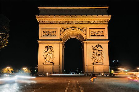 France, Paris, Arc de Triomphe de nuit Photographie de stock - Premium Libres de Droits, Code: 632-03651718