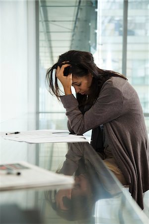 stress woman computer - Businesswoman stressing over work Stock Photo - Premium Royalty-Free, Code: 632-03898020