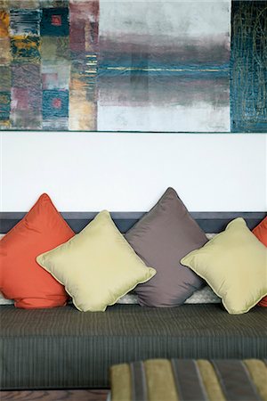 simsearch:632-03779378,k - Cushions on sofa Stock Photo - Premium Royalty-Free, Code: 632-03898180
