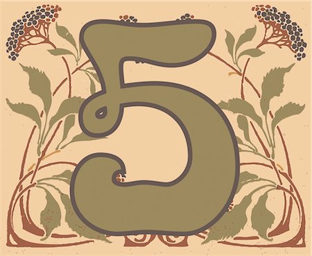 Number 5 with floral pattern Stock Photo - Premium Royalty-Free, Code: 632-03898244